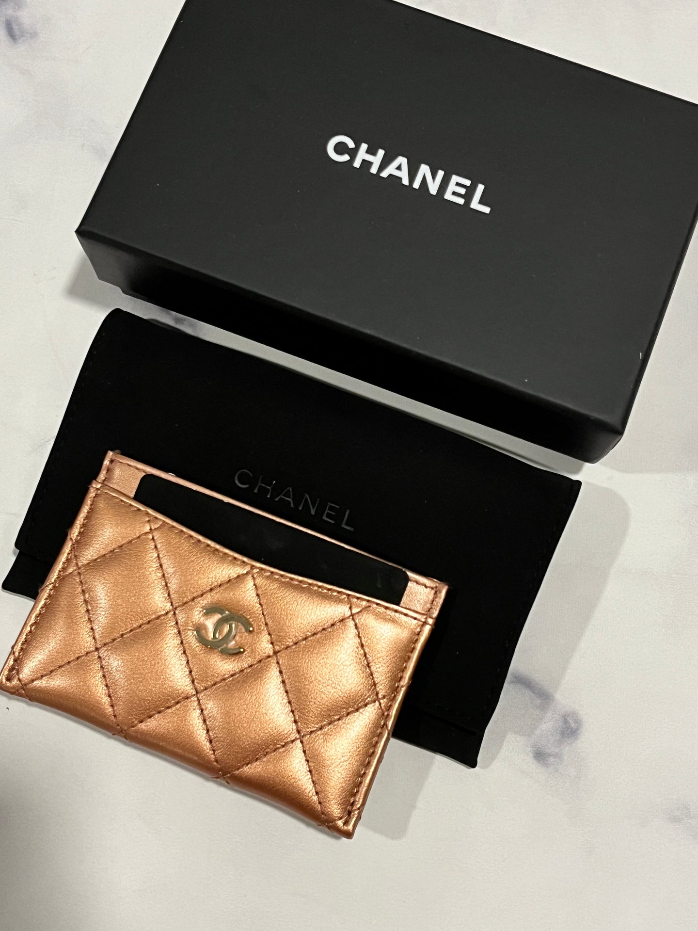 Chanel Copper/Bronze Metallic Card Case