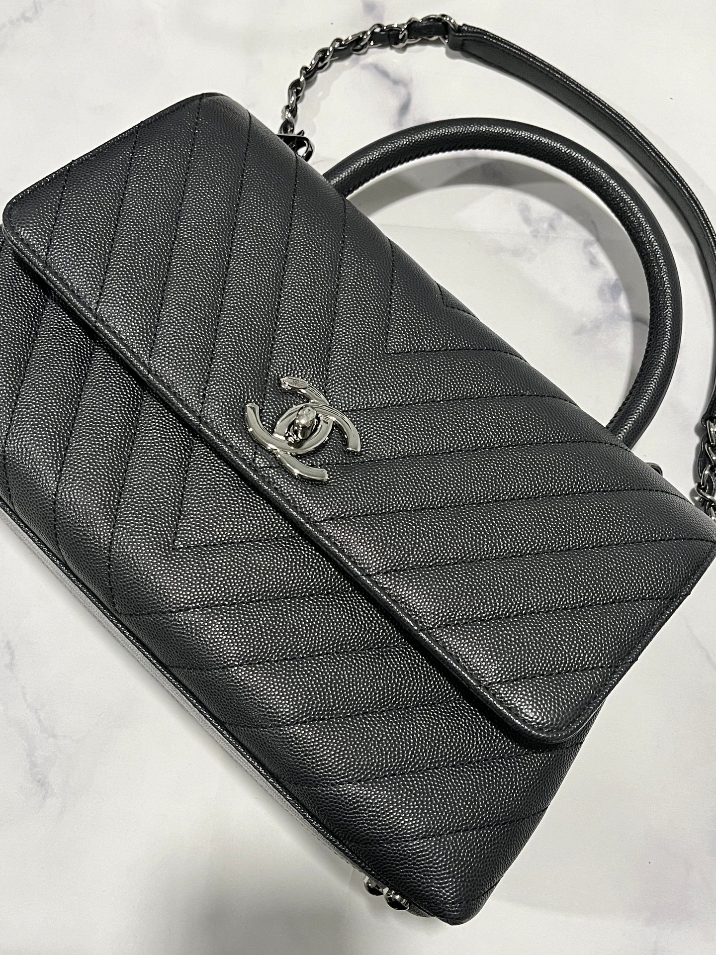 Chanel Charcoal Gray Coco Handle Flap BagCrossbody Bag