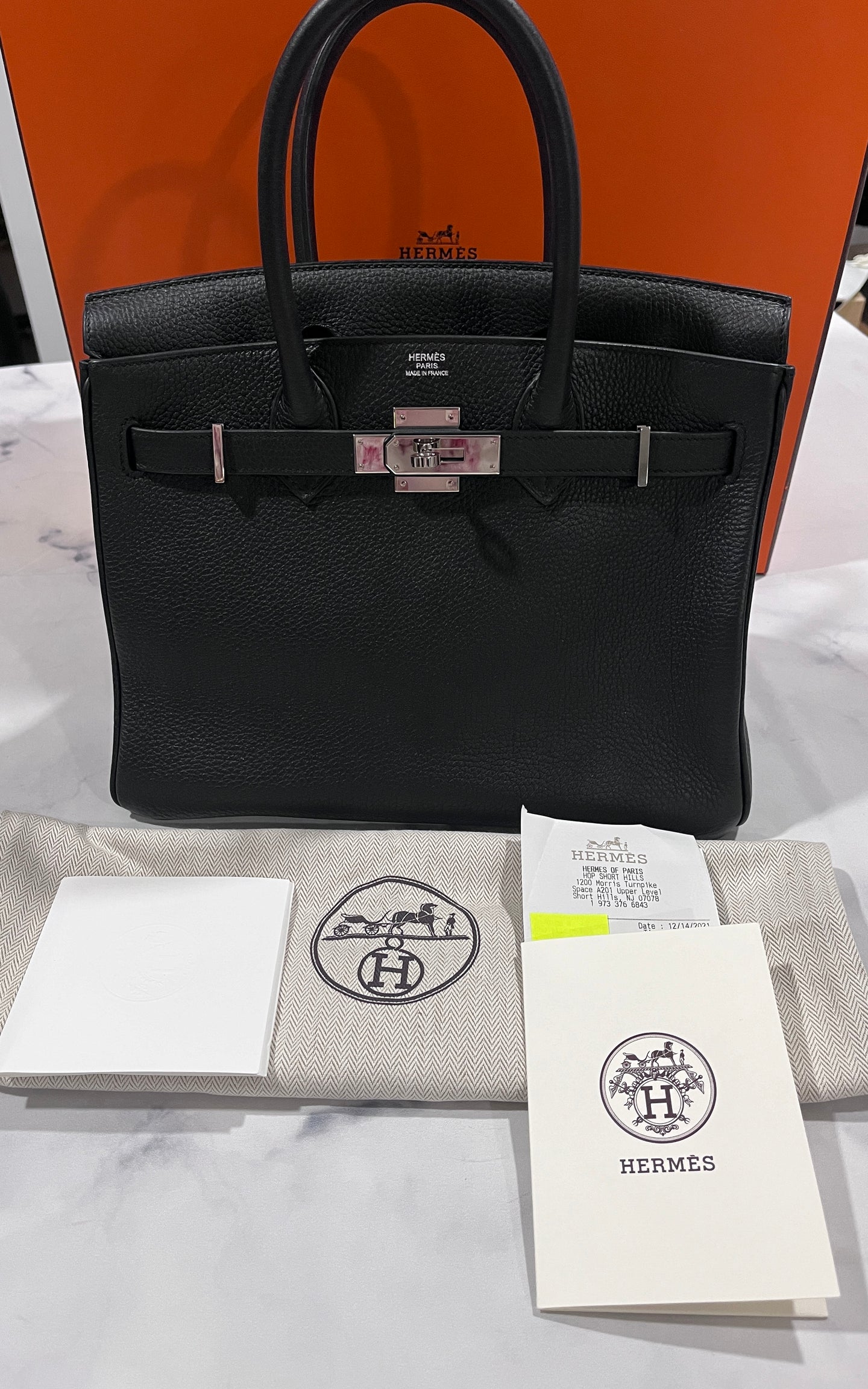 Hermes Unisex 30 Togo Black Leather Birkin