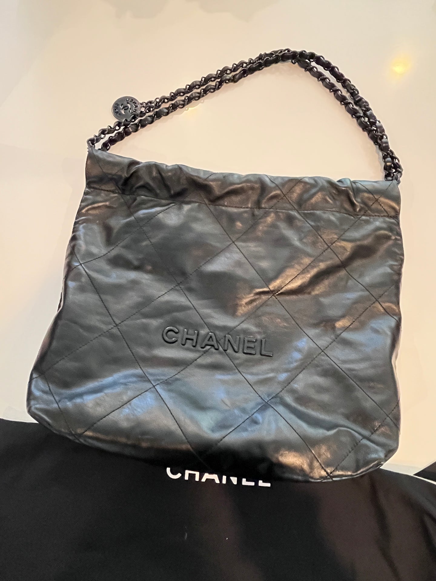 Chanel 22 Black on Black Hobo