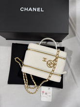 Load image into Gallery viewer, Chanel 25A White Caviar GHW Tophandle Crossbody Vanity Bag
