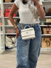 Load image into Gallery viewer, Chanel 25A White Caviar GHW Tophandle Crossbody Vanity Bag
