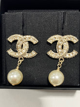Load image into Gallery viewer, Chanel Crystal CC Pearl Drop Earrings
