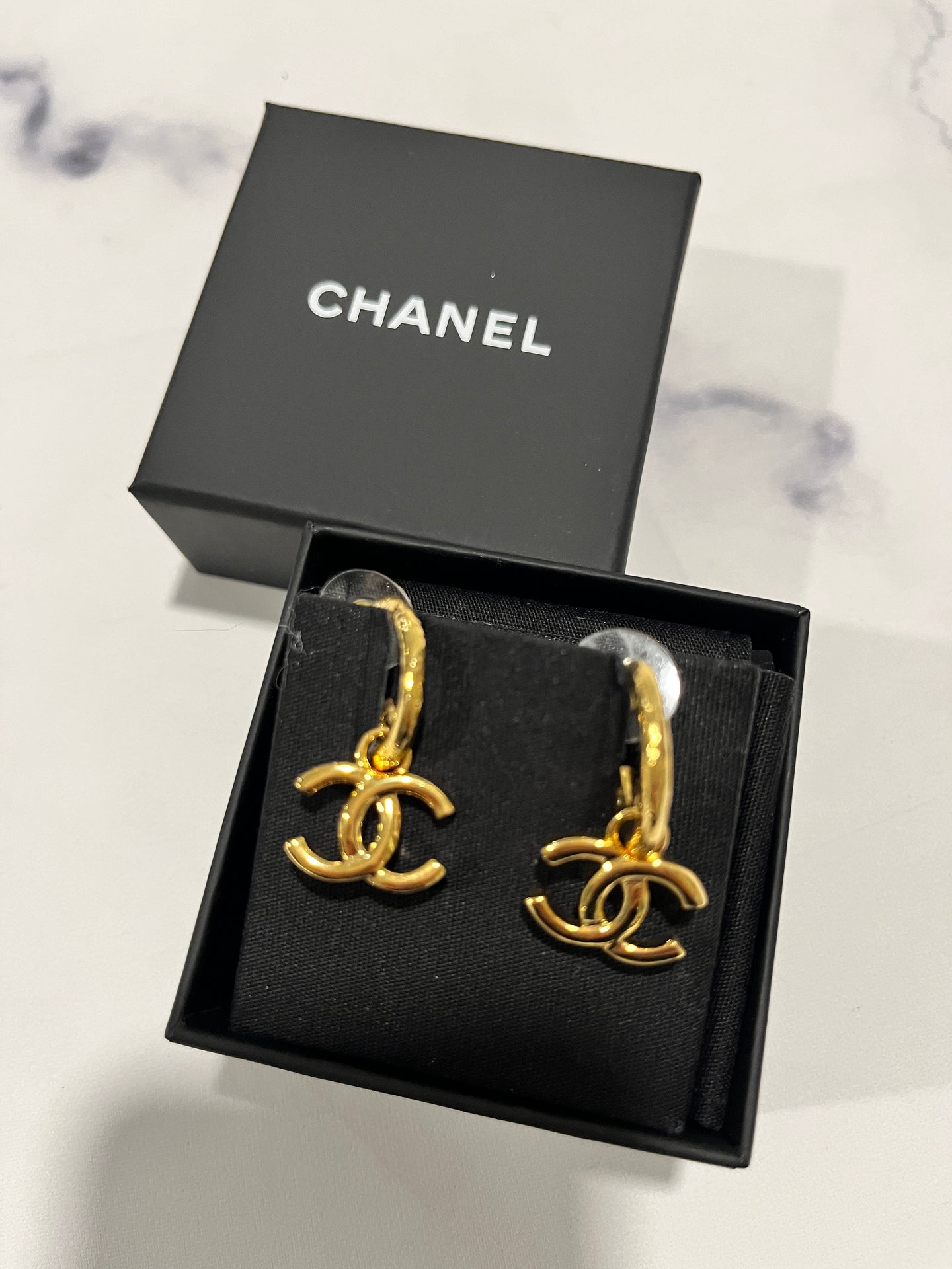 Chanel Hoop CC Drop Earrings