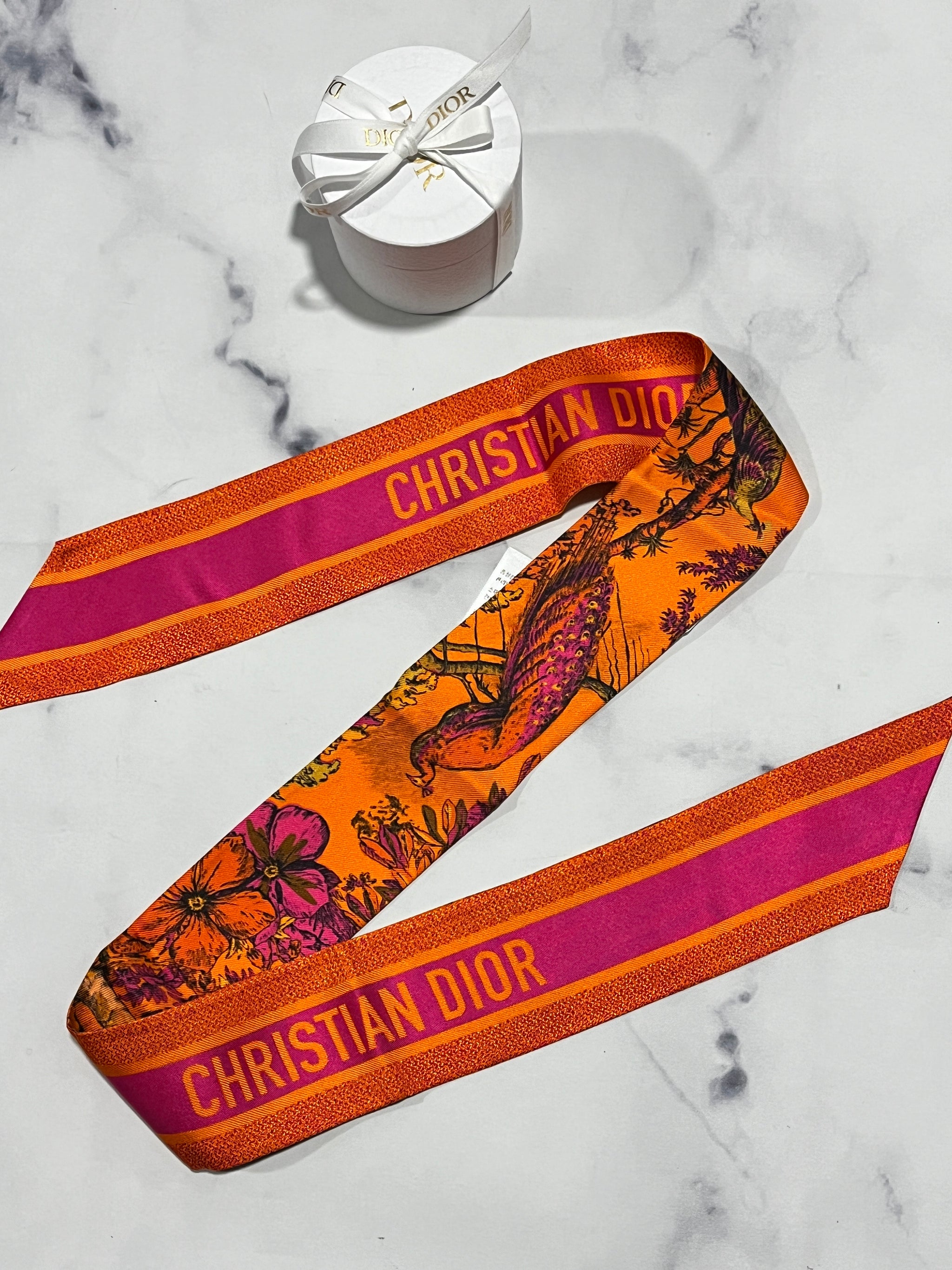 Dior Orange Hot Pink Silk Twilly – The Millionaires Closet
