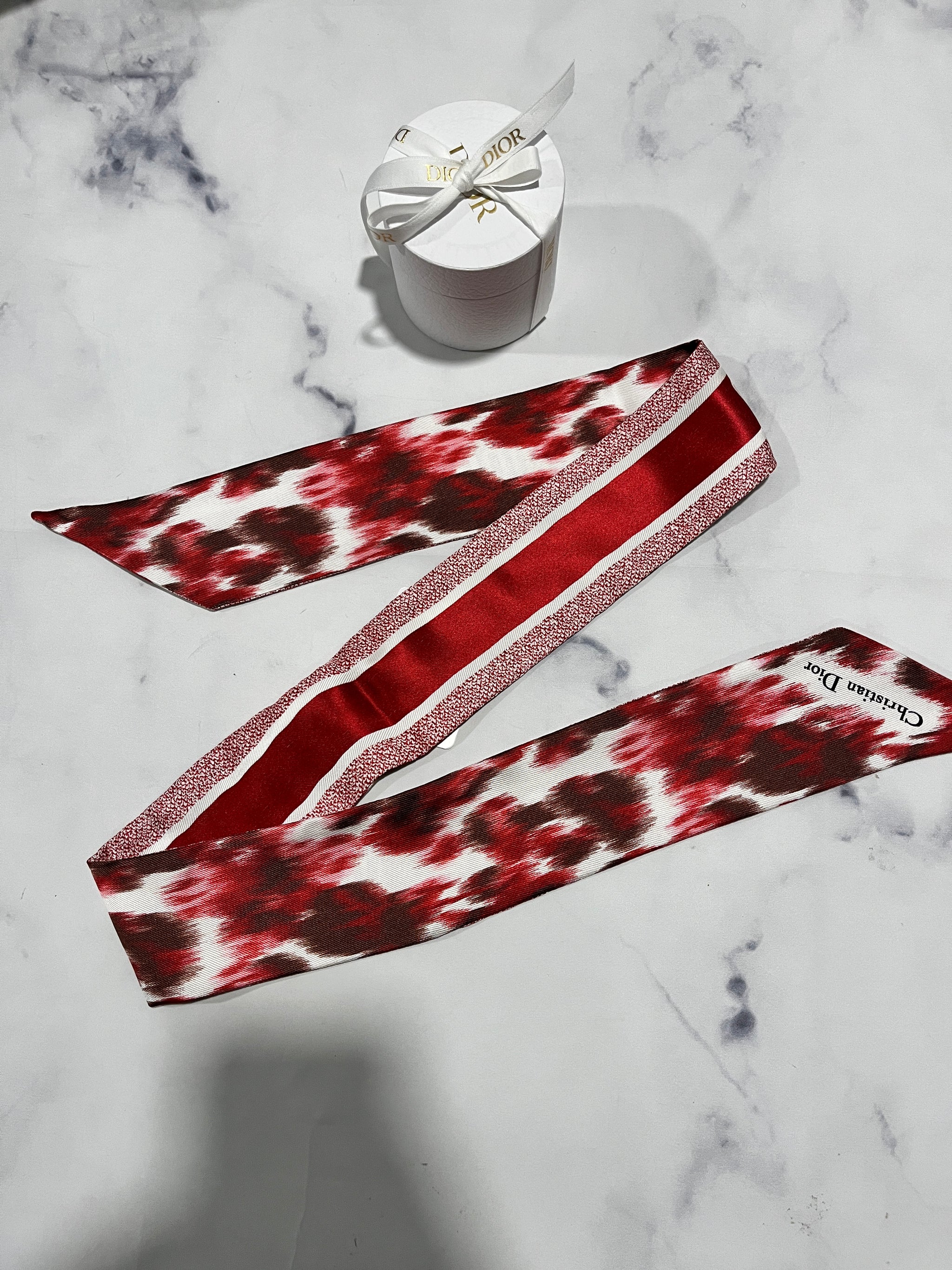 Dior Red White Silk Twilly – The Millionaires Closet
