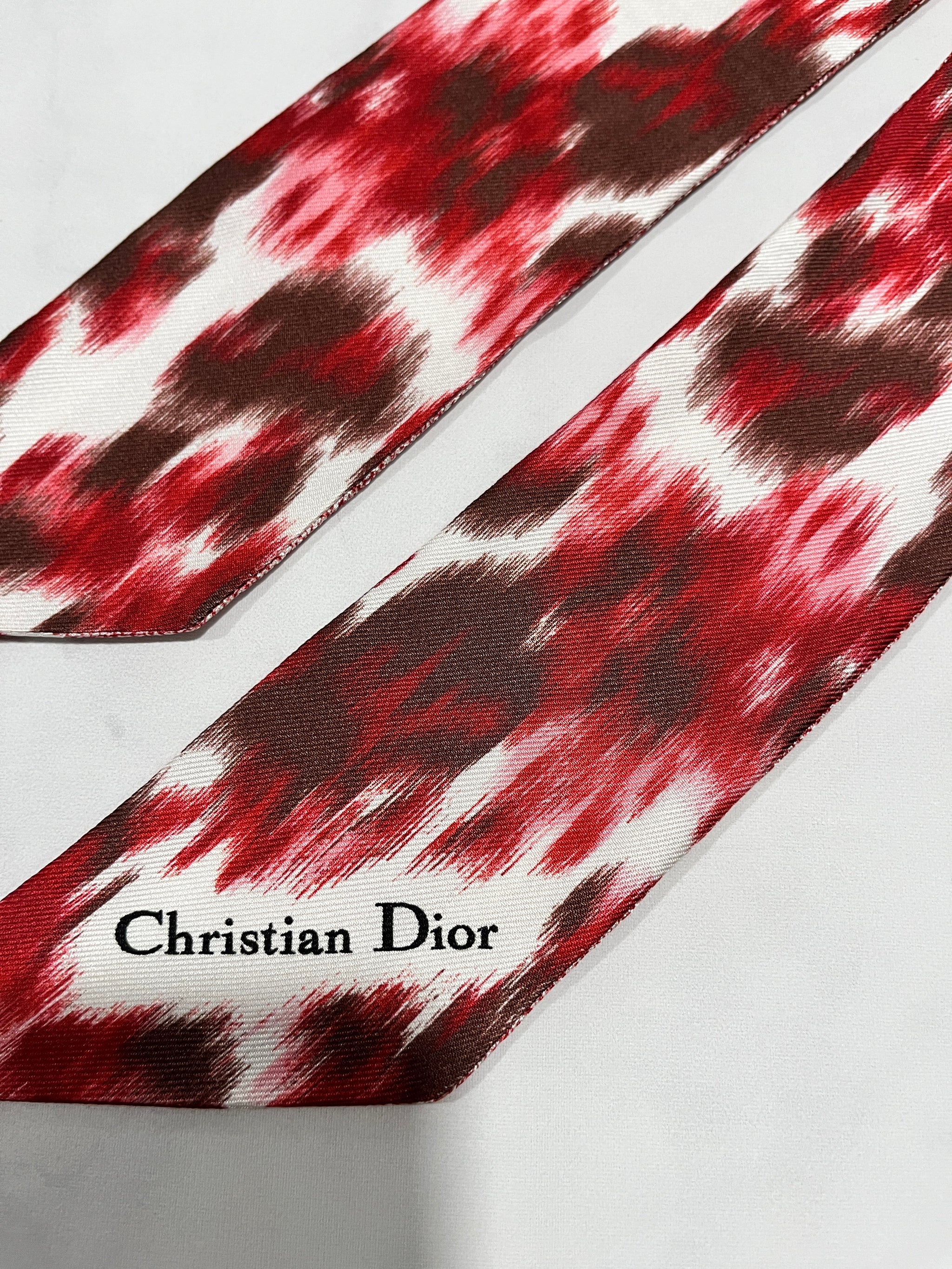 Dior Red White Silk Twilly – The Millionaires Closet