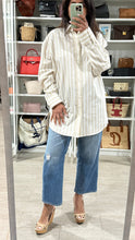 Load image into Gallery viewer, Saint Laurent Cotton Pique Striped Beige Button Front Shirt
