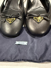 Load image into Gallery viewer, Prada Black Leather Round Toe Slingbacks
