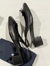 Load image into Gallery viewer, Prada Black Leather Round Toe Slingbacks
