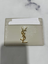 Load image into Gallery viewer, Saint Laurent Ivory Patent Embossed Gold Hardware Card Case
