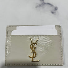 Load image into Gallery viewer, Saint Laurent Ivory Patent Embossed Gold Hardware Card Case
