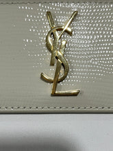 Load image into Gallery viewer, Saint Laurent Ivory Patent Embossed Gold Hardware Card Case
