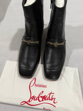 Load image into Gallery viewer, Christian Louboutin Black Flat Chain Ankle Booties
