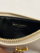 Load image into Gallery viewer, Saint Laurent Ivory Patent Embossed Zip Card Case
