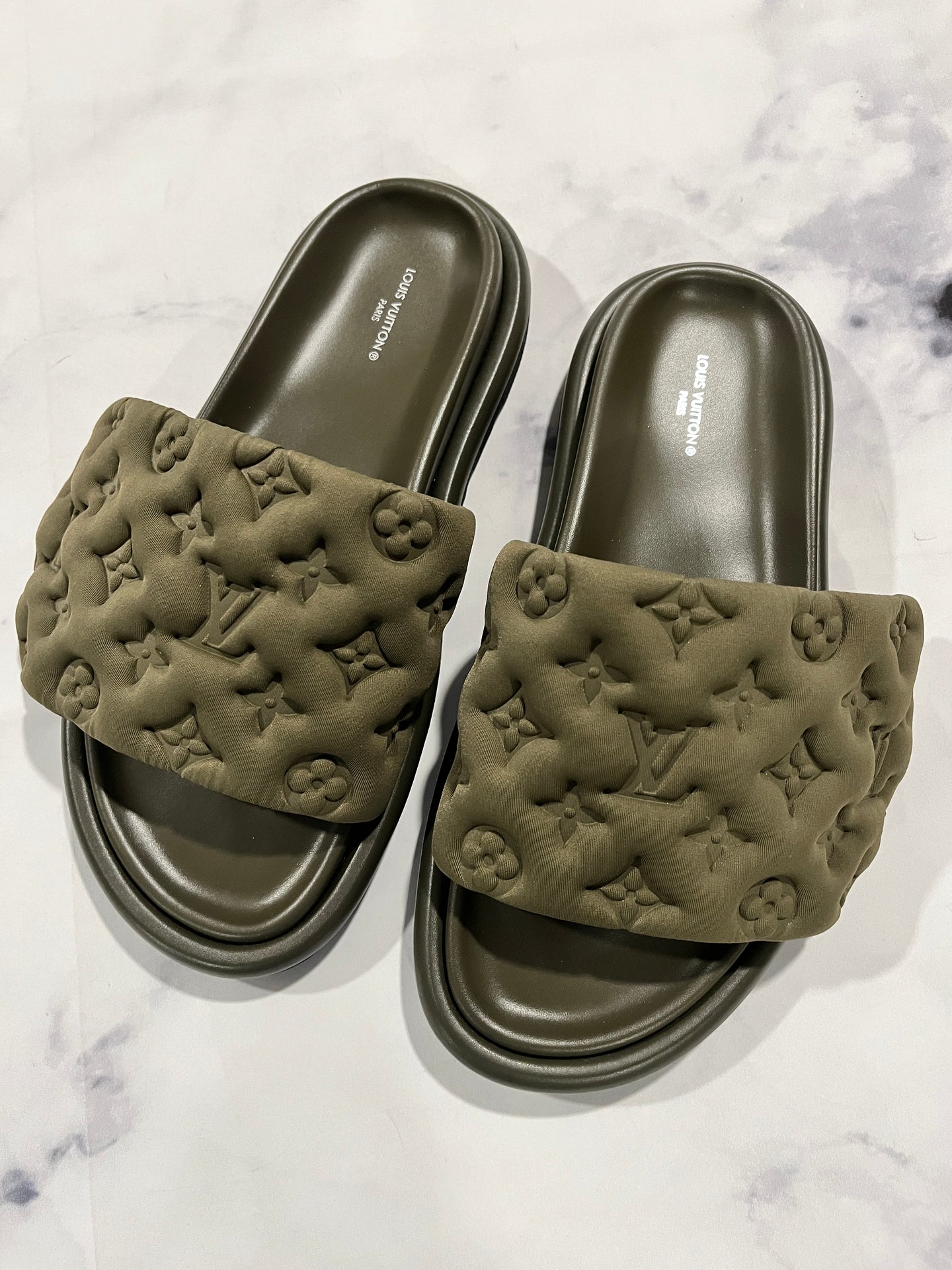 Louis Vuitton Green Cloud Slides Sandals