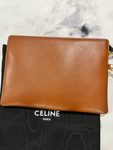 Load image into Gallery viewer, Celine Tan Triomphe Medium Zip Top Pouch Clutch
