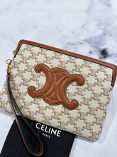 Load image into Gallery viewer, Celine Triomphe Canvas Medium Zip Top Pouch Clutch
