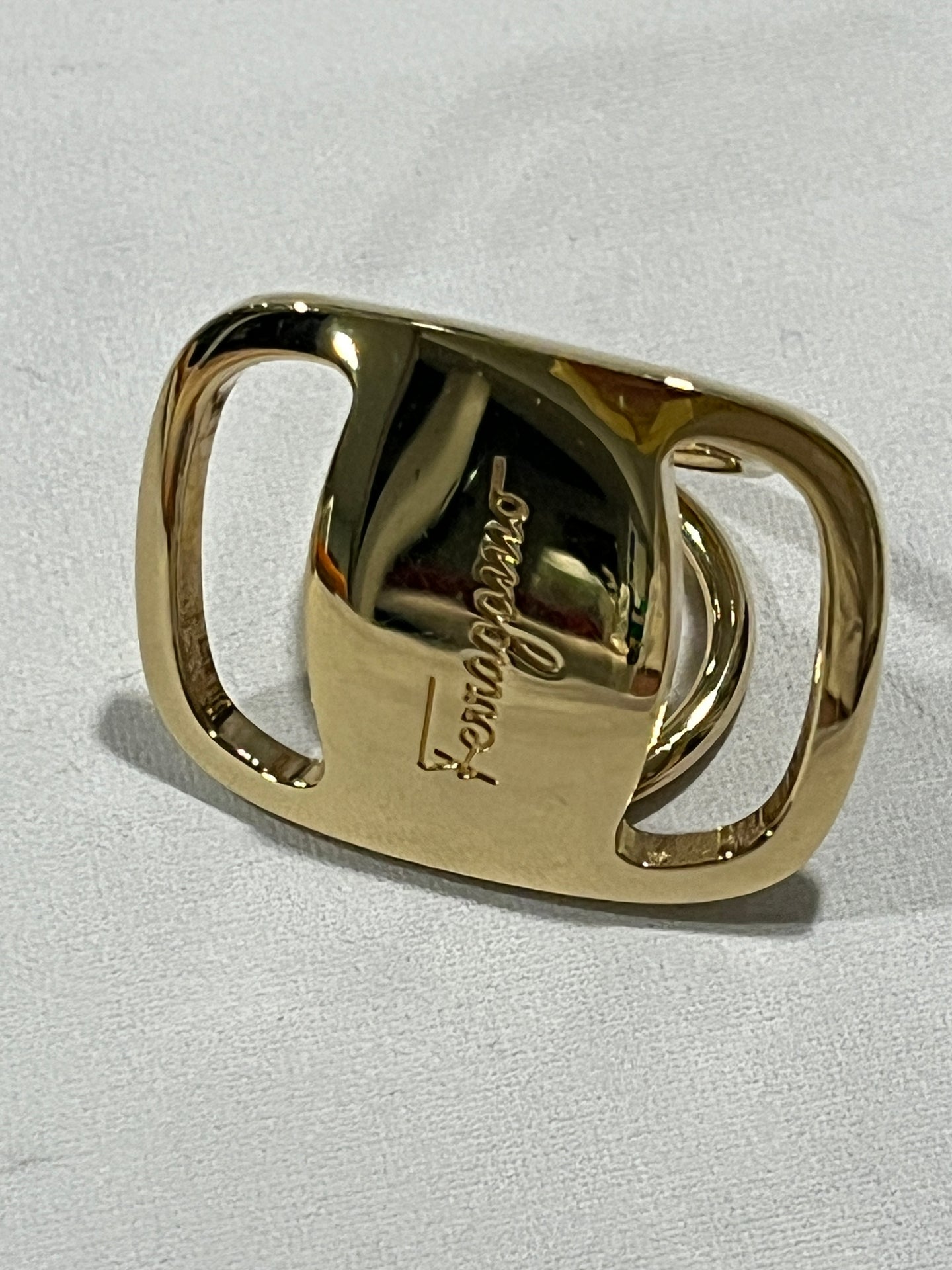 Ferragamo Gold Tone Scarf Ring