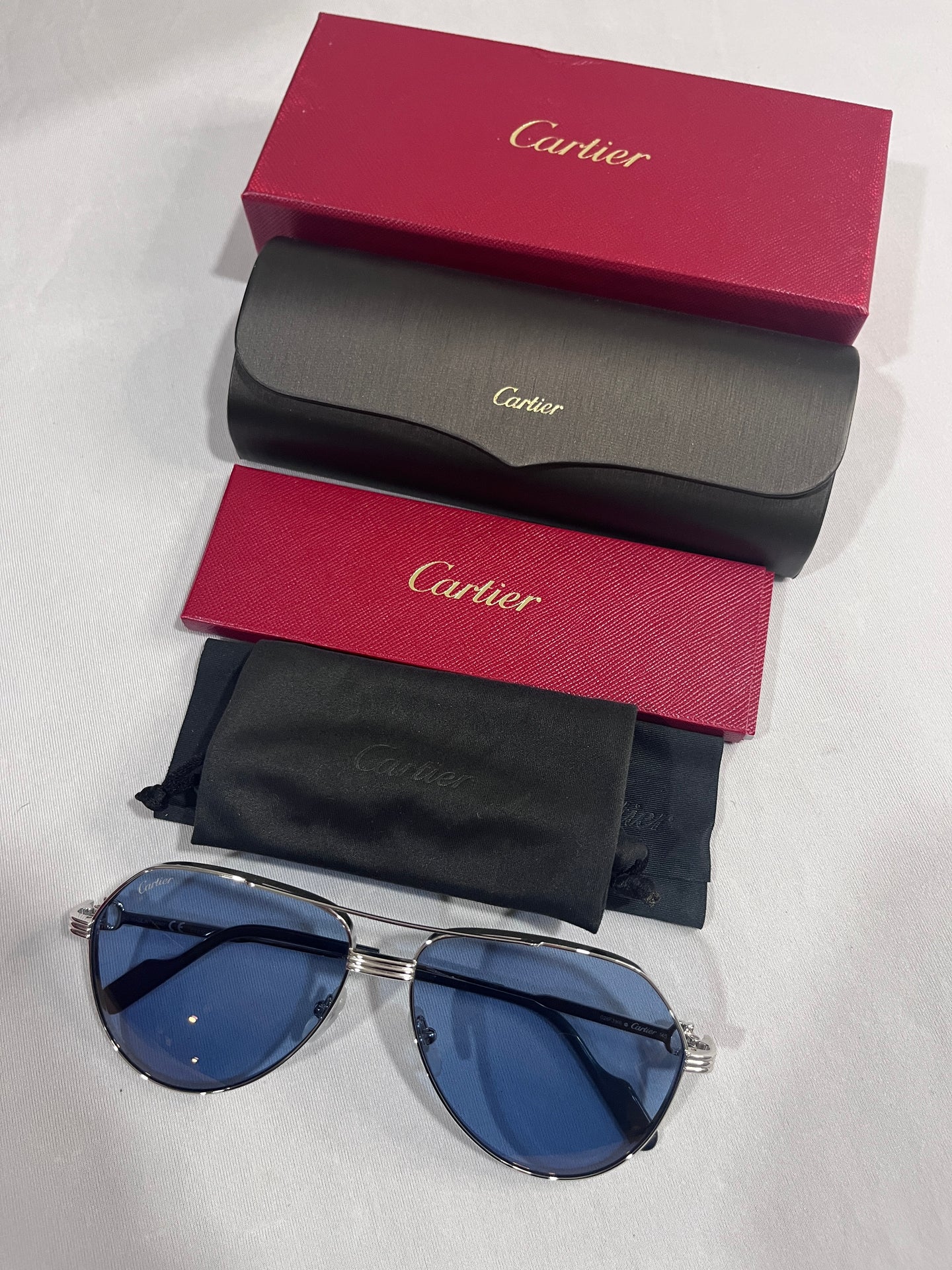 Cartier Silver Aviator Sunglasses