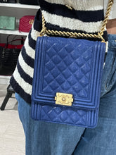 Load image into Gallery viewer, Chanel Boy North South Rectangle Cobalt Blue Caviar Crossbody Bag
