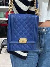 Load image into Gallery viewer, Chanel Boy North South Rectangle Cobalt Blue Caviar Crossbody Bag
