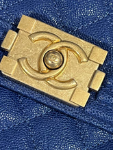 Load image into Gallery viewer, Chanel Boy North South Rectangle Cobalt Blue Caviar Crossbody Bag
