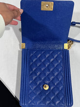 Load image into Gallery viewer, Chanel Boy North South Rectangle Cobalt Blue Caviar Crossbody Bag
