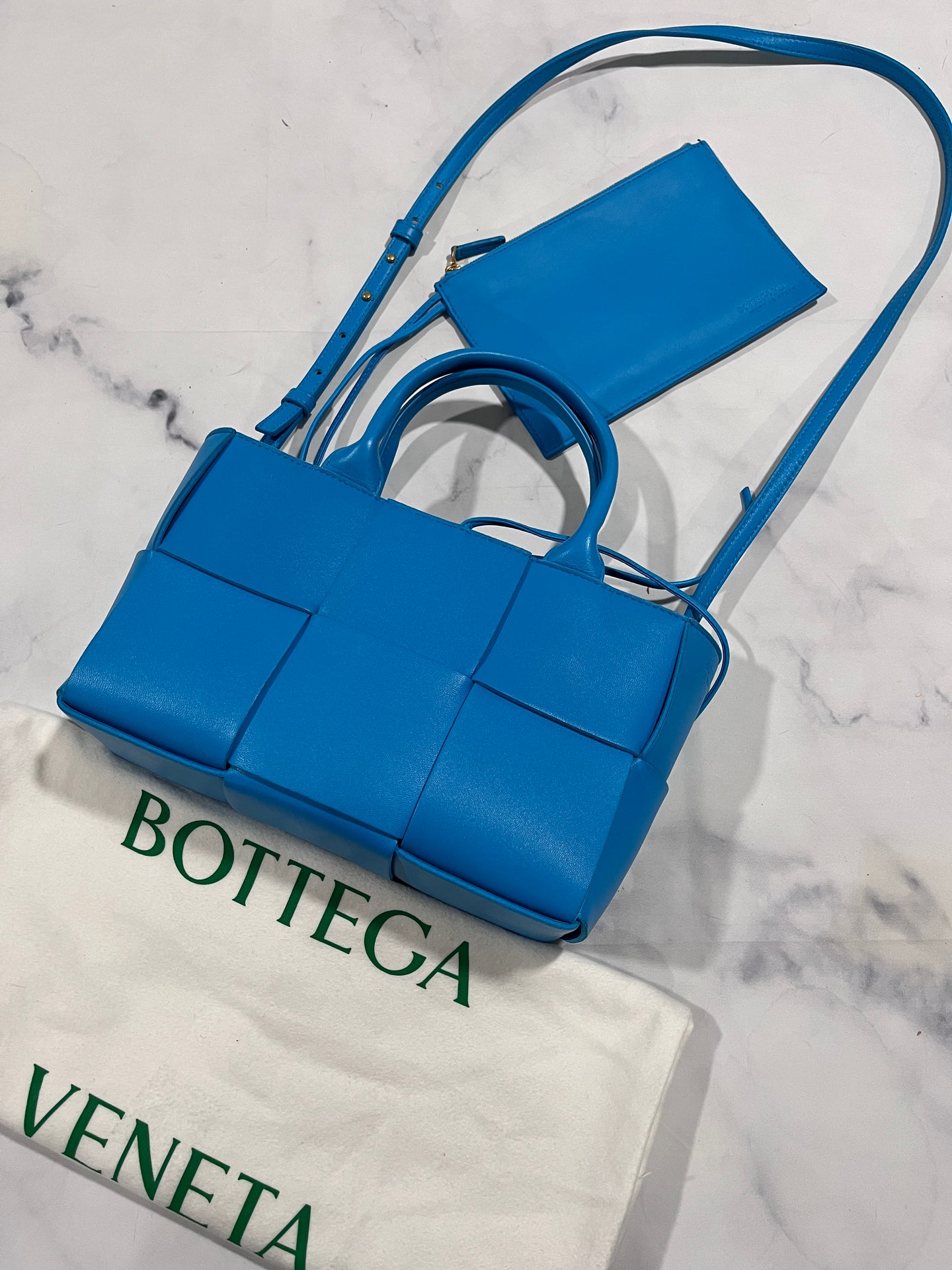 Bottega Veneta Small Leather Pool Arco Tote with Pouch