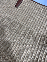 Load image into Gallery viewer, Celine Leather-Trimmed Raffia Large Logo Tote
