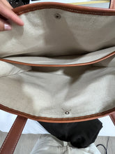 Load image into Gallery viewer, Celine Leather-Trimmed Raffia Large Logo Tote
