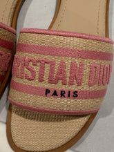 Load image into Gallery viewer, Dior Raffia Pink Embroidered D Way Slides
