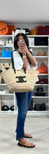 Load image into Gallery viewer, Celine Leather-Trimmed Palm Leaves Khaki Medium Tote
