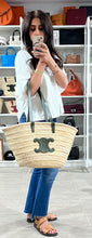 Load image into Gallery viewer, Celine Leather-Trimmed Palm Leaves Khaki Medium Tote
