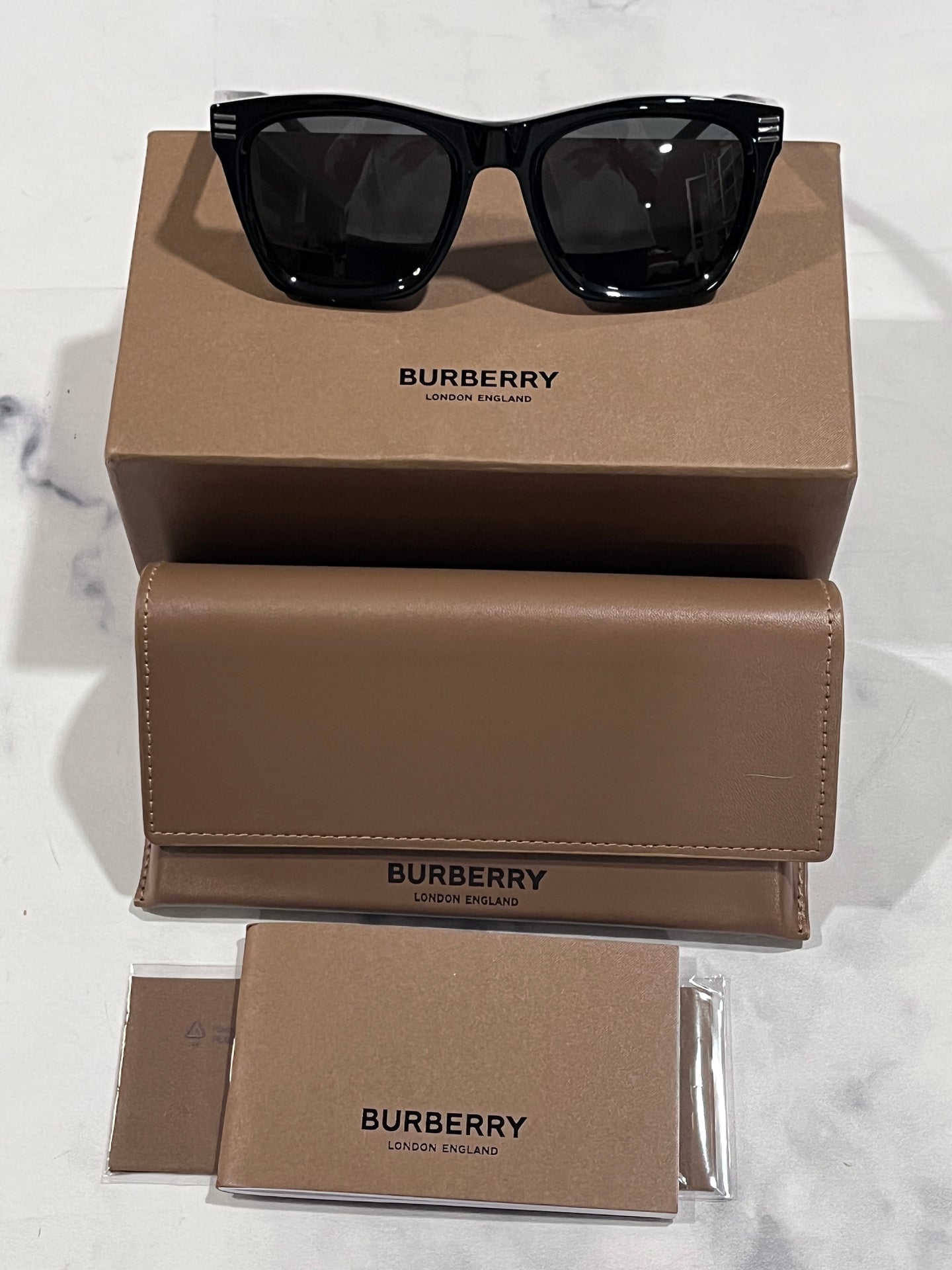 Burberry Black Resin Plaid Sunglasses