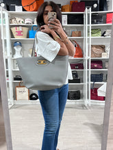 Load image into Gallery viewer, Celine Triomphe Cabas Medium Gray Leather Bag
