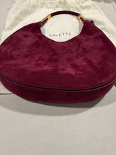 Load image into Gallery viewer, Savette Florence Plum Suede Shoulder Bag GHW
