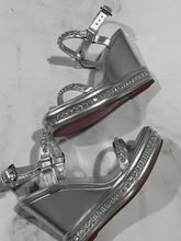 Load image into Gallery viewer, Christian Louboutin Silver Pyrastrass Metallic Wedge Sandal
