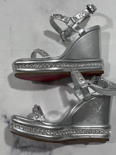 Load image into Gallery viewer, Christian Louboutin Silver Pyrastrass Metallic Wedge Sandal
