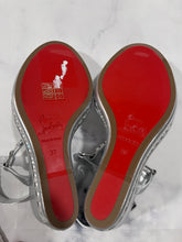 Load image into Gallery viewer, Christian Louboutin Silver Pyrastrass Metallic Wedge Sandal
