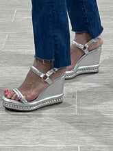 Load image into Gallery viewer, Christian Louboutin Silver Pyrastrass Metallic Wedge Sandal
