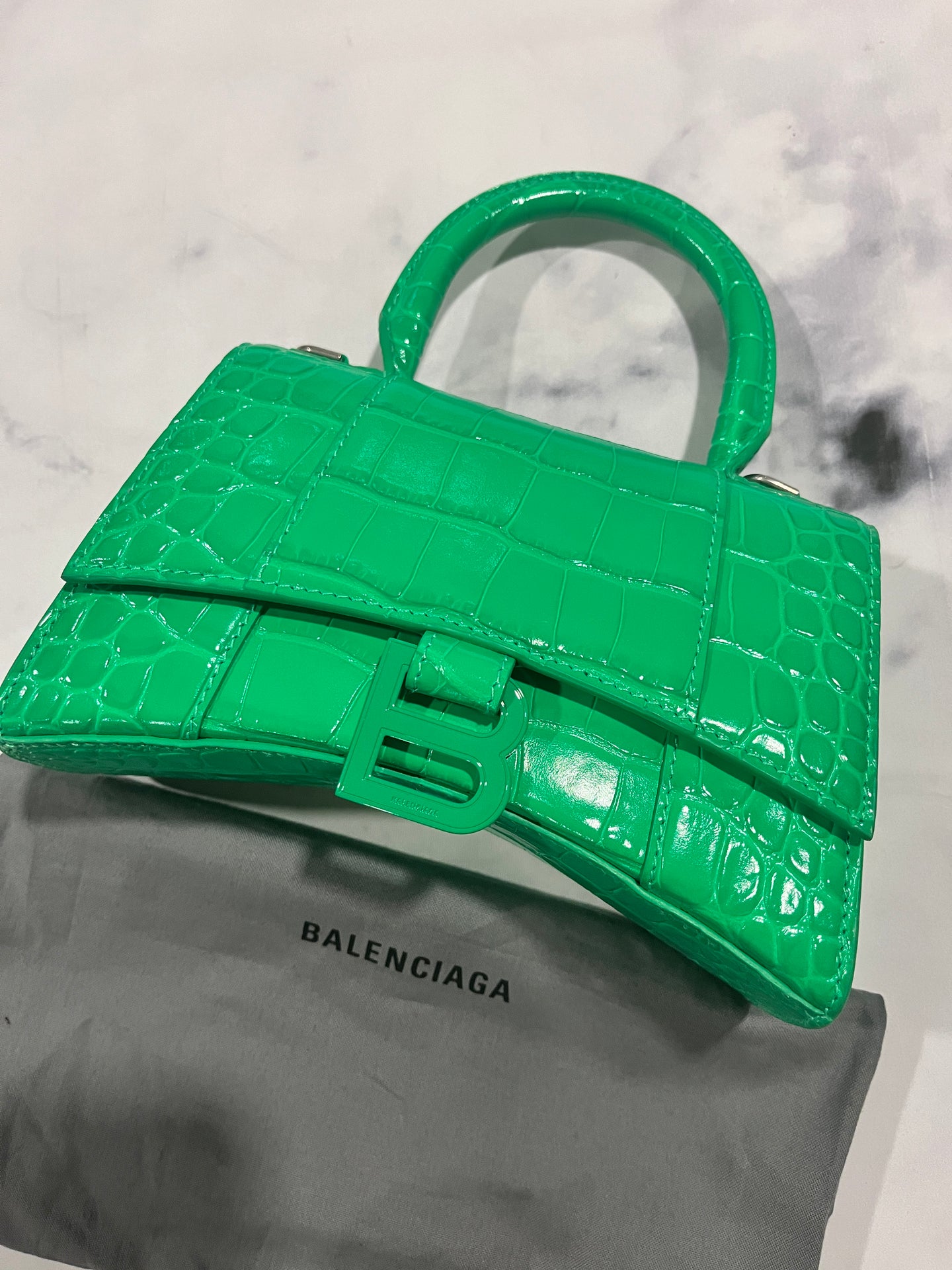 Balenciaga Hourglass XS Crocodile Embossed Crossbody Bag