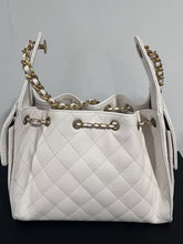 Load image into Gallery viewer, Chanel 25 White Caviar Small Shoulder Bag
