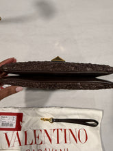 Load image into Gallery viewer, Valentino Garavani Chocolate Brown Roman Raffia Wristlet

