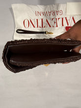 Load image into Gallery viewer, Valentino Garavani Chocolate Brown Roman Raffia Wristlet
