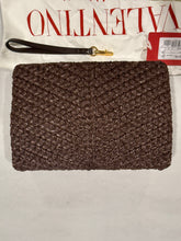 Load image into Gallery viewer, Valentino Garavani Chocolate Brown Roman Raffia Wristlet
