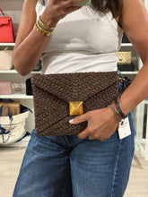 Load image into Gallery viewer, Valentino Garavani Chocolate Brown Roman Raffia Wristlet
