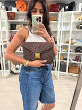 Load image into Gallery viewer, Valentino Garavani Chocolate Brown Roman Raffia Wristlet
