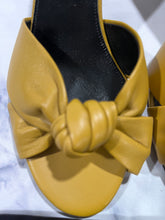 Load image into Gallery viewer, Saint Laurent YSL Mustard Leather Bianca Mule Sandals
