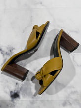 Load image into Gallery viewer, Saint Laurent YSL Mustard Leather Bianca Mule Sandals
